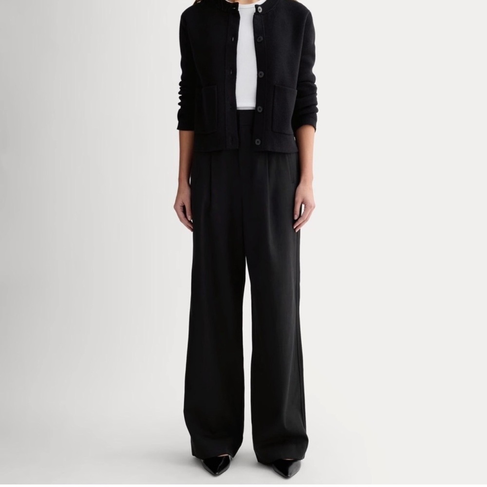 Everlane The Draper Pleated Pant in Buttersmooth Black - Picture 3 of 6